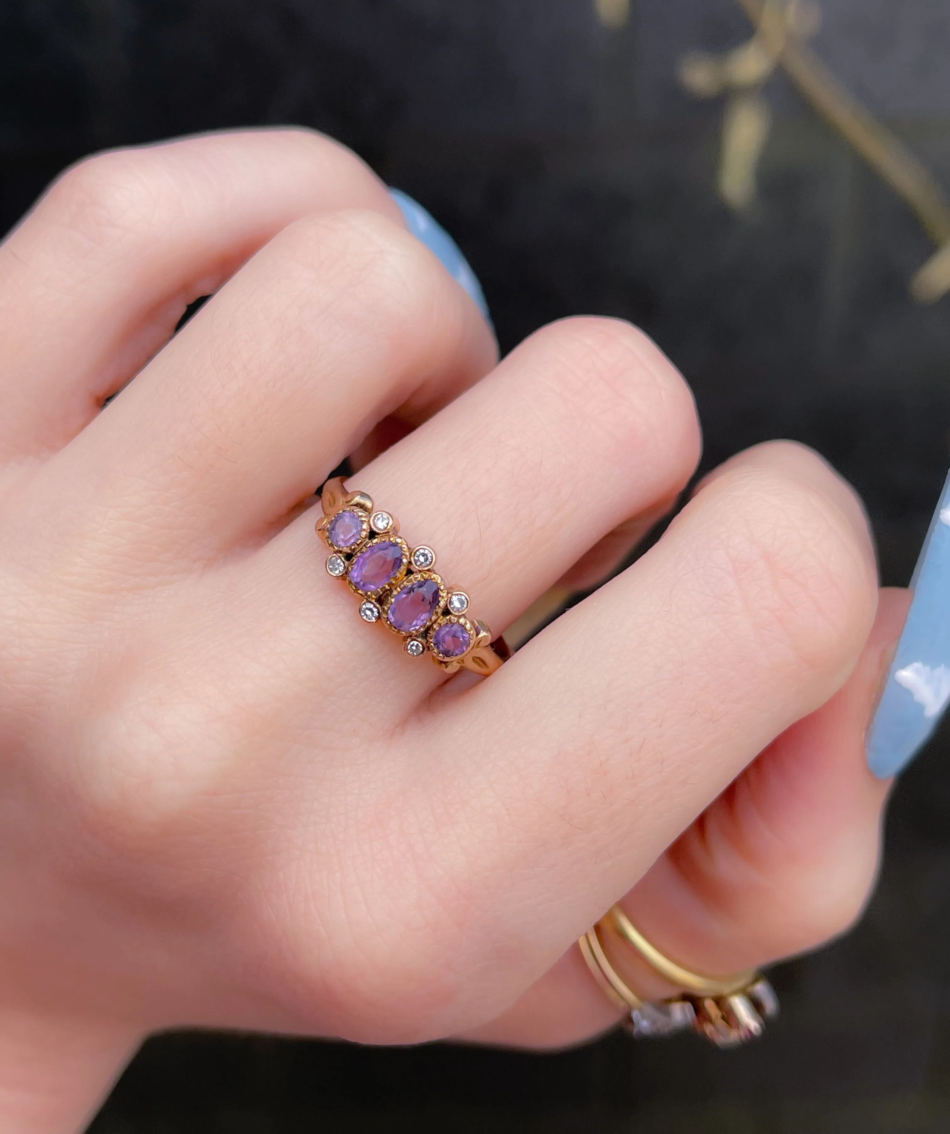 Precious Victorian Amethyst and Diamond Band