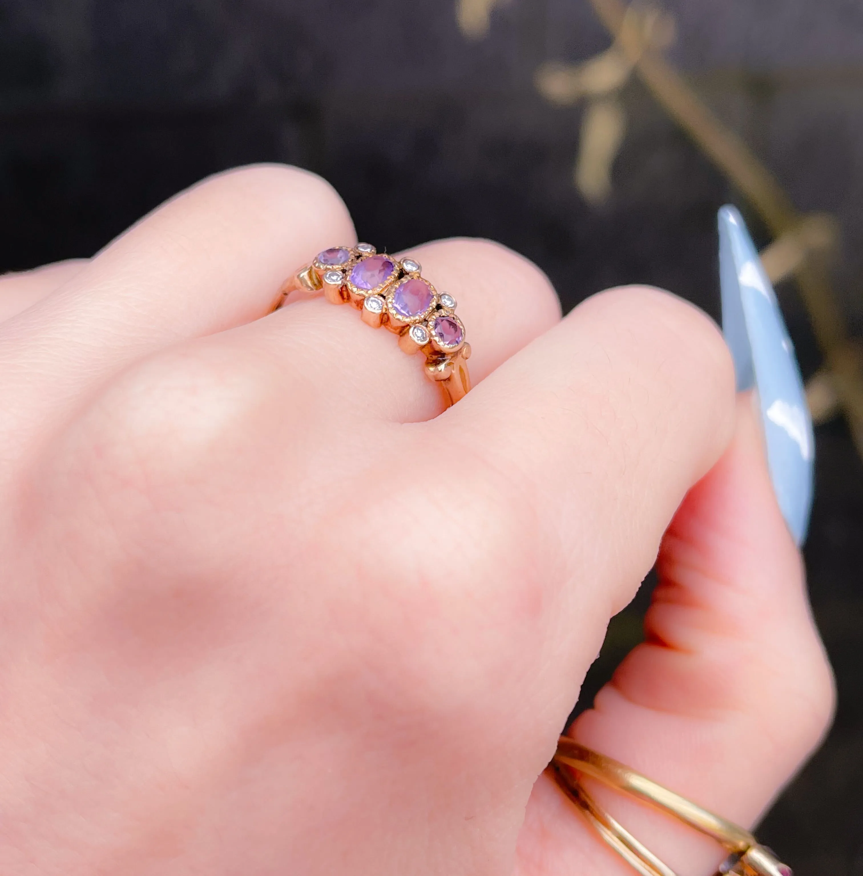 Precious Victorian Amethyst and Diamond Band