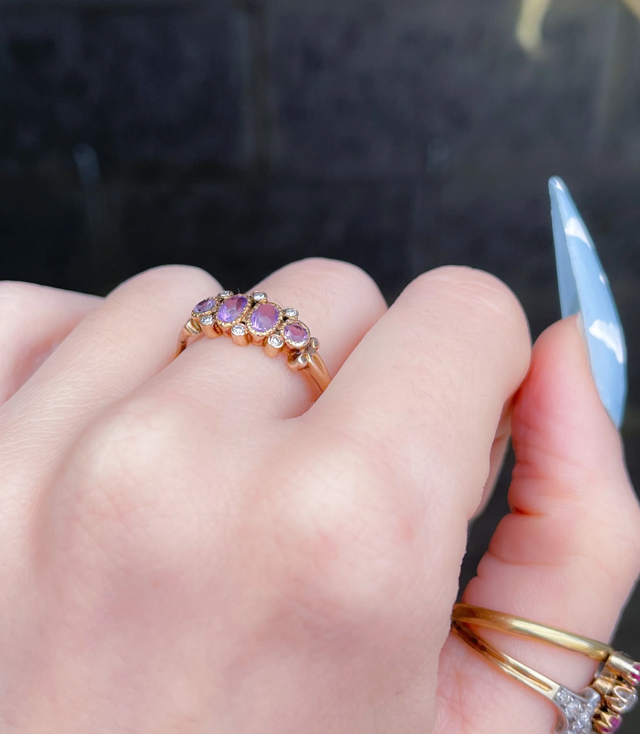 Precious Victorian Amethyst and Diamond Band