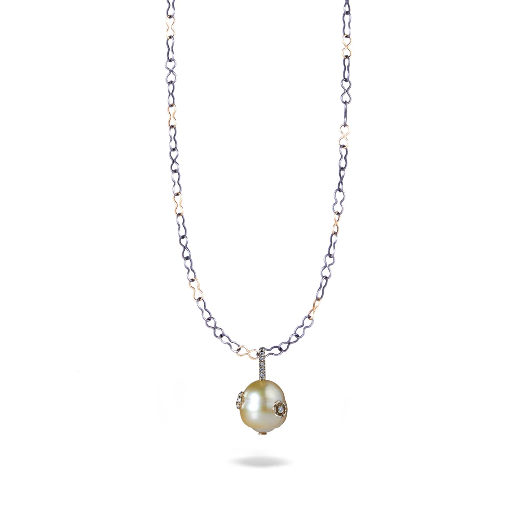 PRIMROSE MARIS GOLDEN SOUTH SEA SEMI BAROQUE PEARL PENDANT ONE-OF-A-KIND