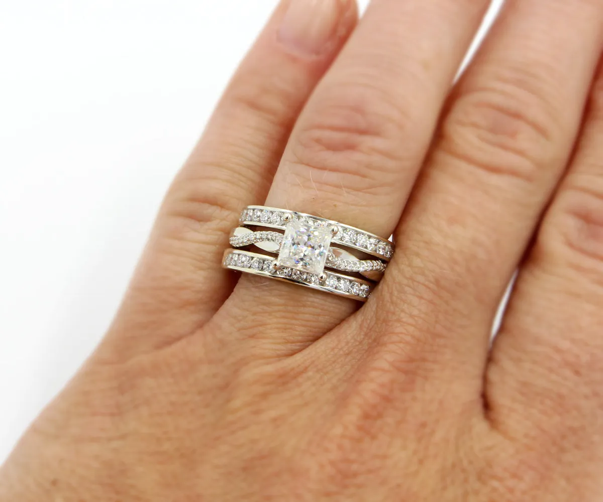 Princess Moissanite Diamond Twist Wedding Ring