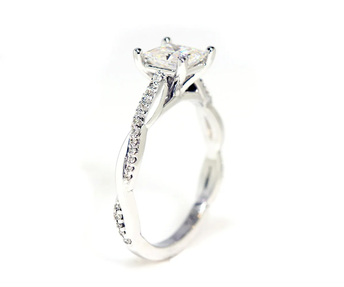 Princess Moissanite Diamond Twist Wedding Ring