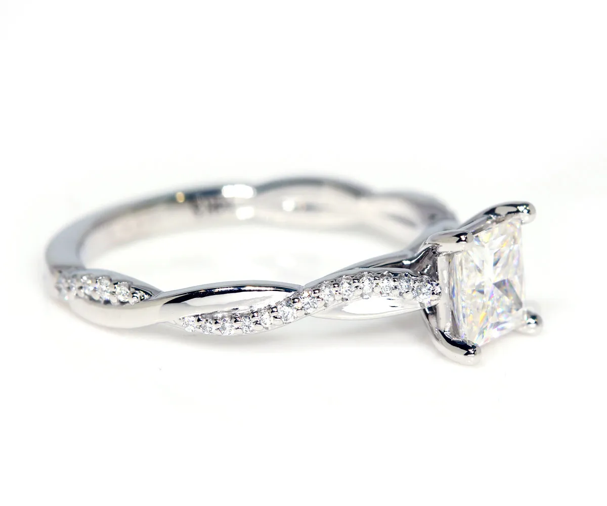 Princess Moissanite Diamond Twist Wedding Ring