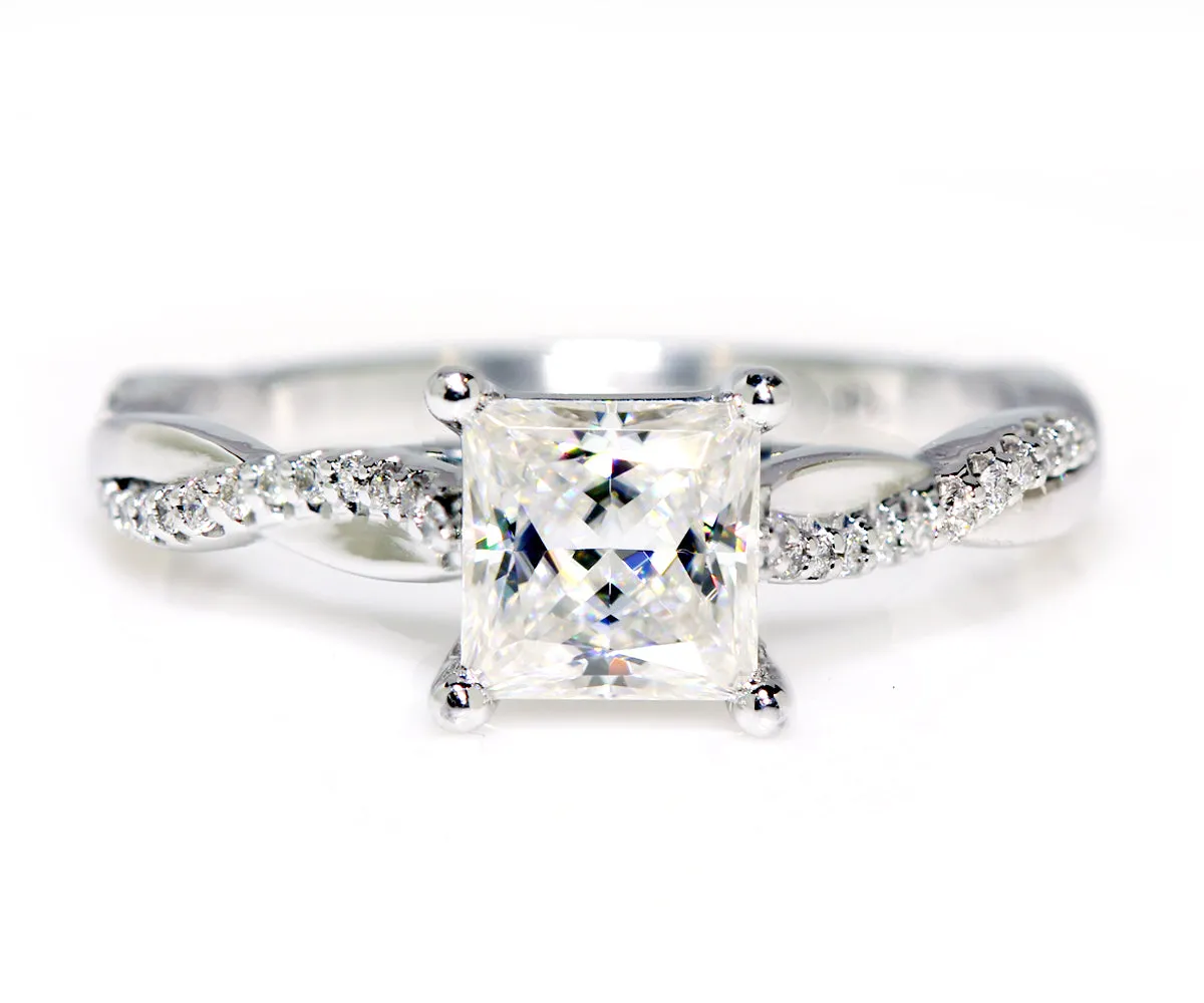 Princess Moissanite Diamond Twist Wedding Ring