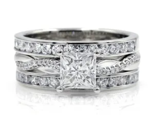 Princess Moissanite Diamond Twist Wedding Ring