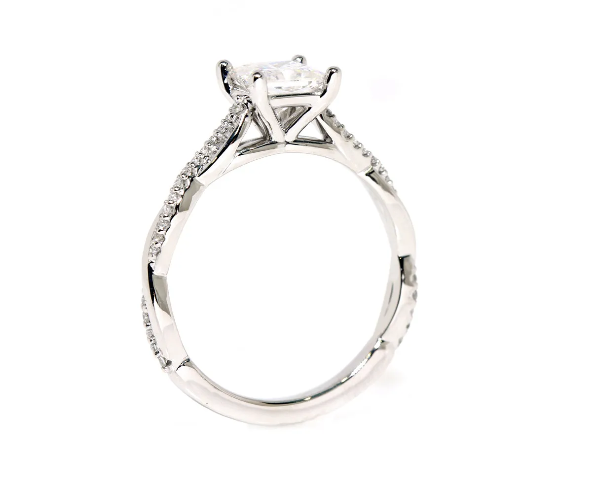 Princess Moissanite Diamond Twist Wedding Ring