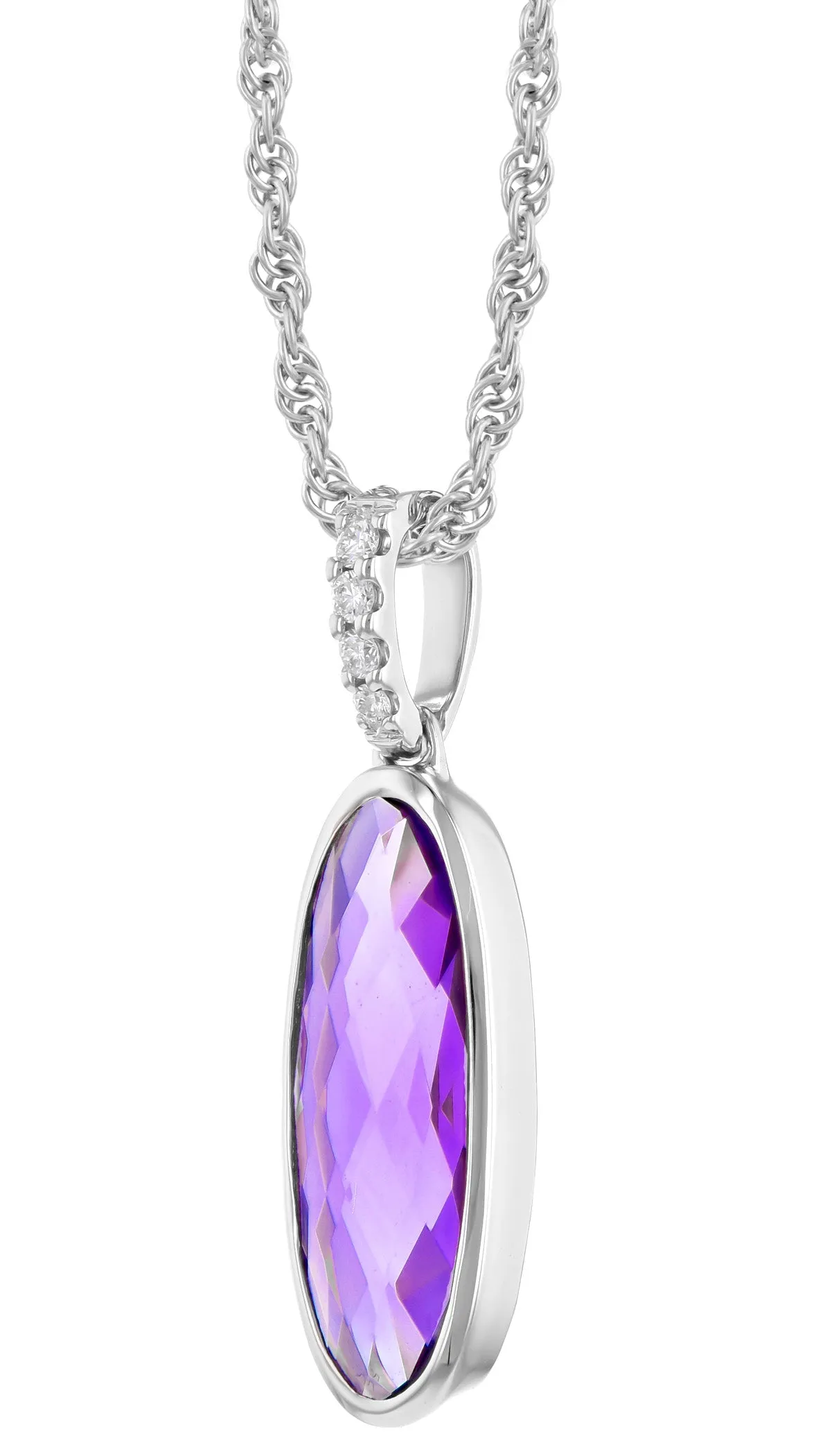 Purple Amethyst And Diamond Pendant