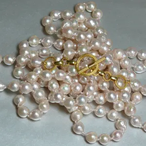 "Luna" Arpaia One of a Kind Japanese Akoya Baroque Pearl 74" Necklace with High Karat Gold Toggle Clasp