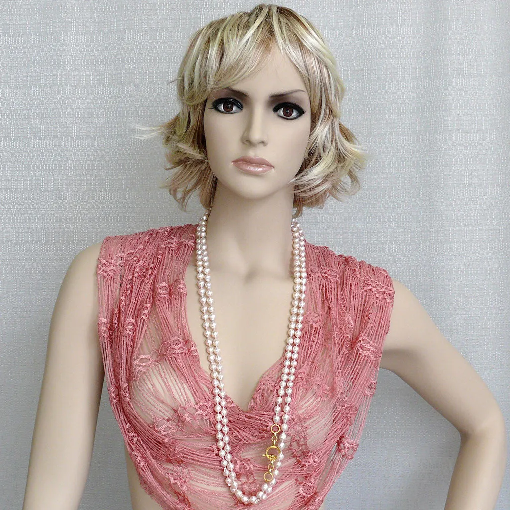 "Luna" Arpaia One of a Kind Japanese Akoya Baroque Pearl 74" Necklace with High Karat Gold Toggle Clasp