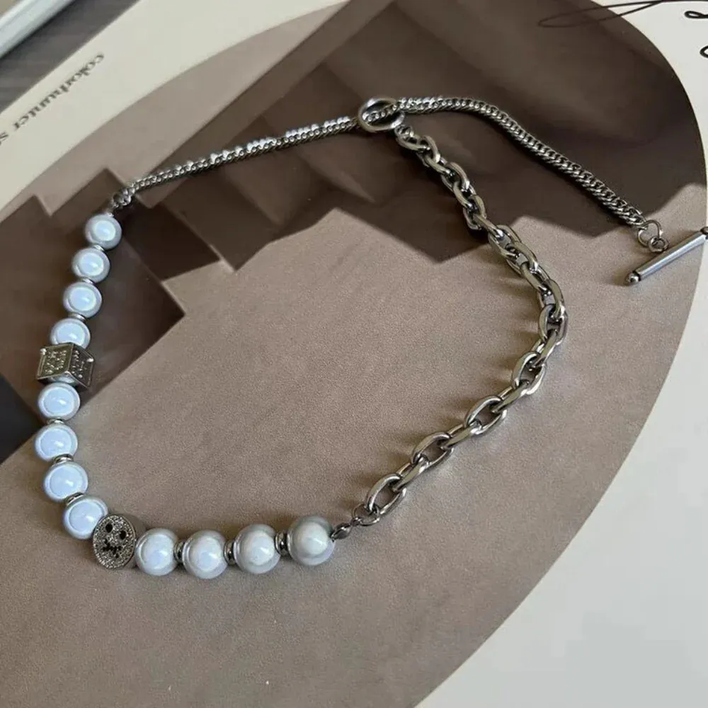 "Urban Reflective Pearl Smile" Necklaces