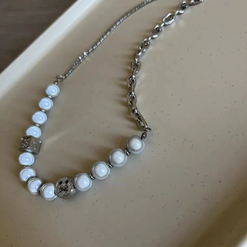 "Urban Reflective Pearl Smile" Necklaces