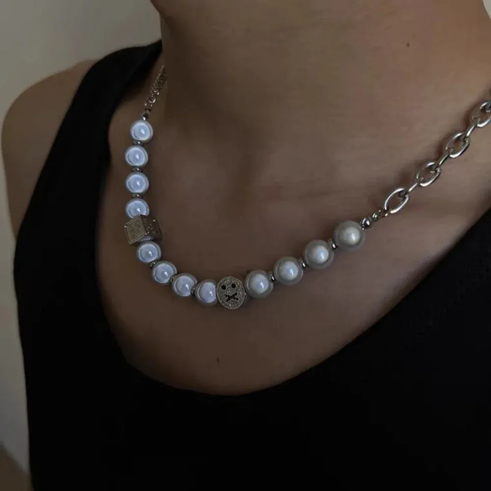 "Urban Reflective Pearl Smile" Necklaces