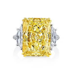 Radiant Cut 15.61 ct 18K Yellow Gold & Platinum Yellow Diamond Engagement Ring (Pre-Order)
