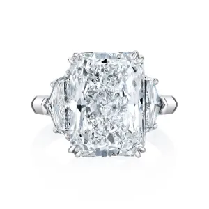 Radiant Cut 8.02 ct Platinum Three Stone Diamond Ring