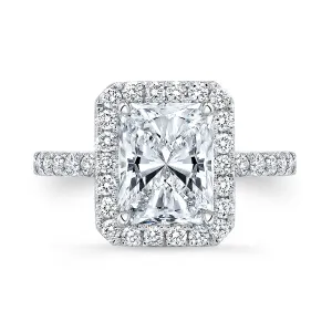 Radiant Cut Engagement Ring Mounting - Diamond Halo