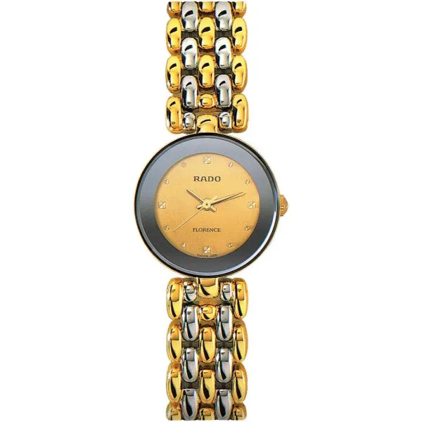 Rado Florence Two-Tone Stainless Steel Gold Dial Quartz Watch for Ladies - R48745253