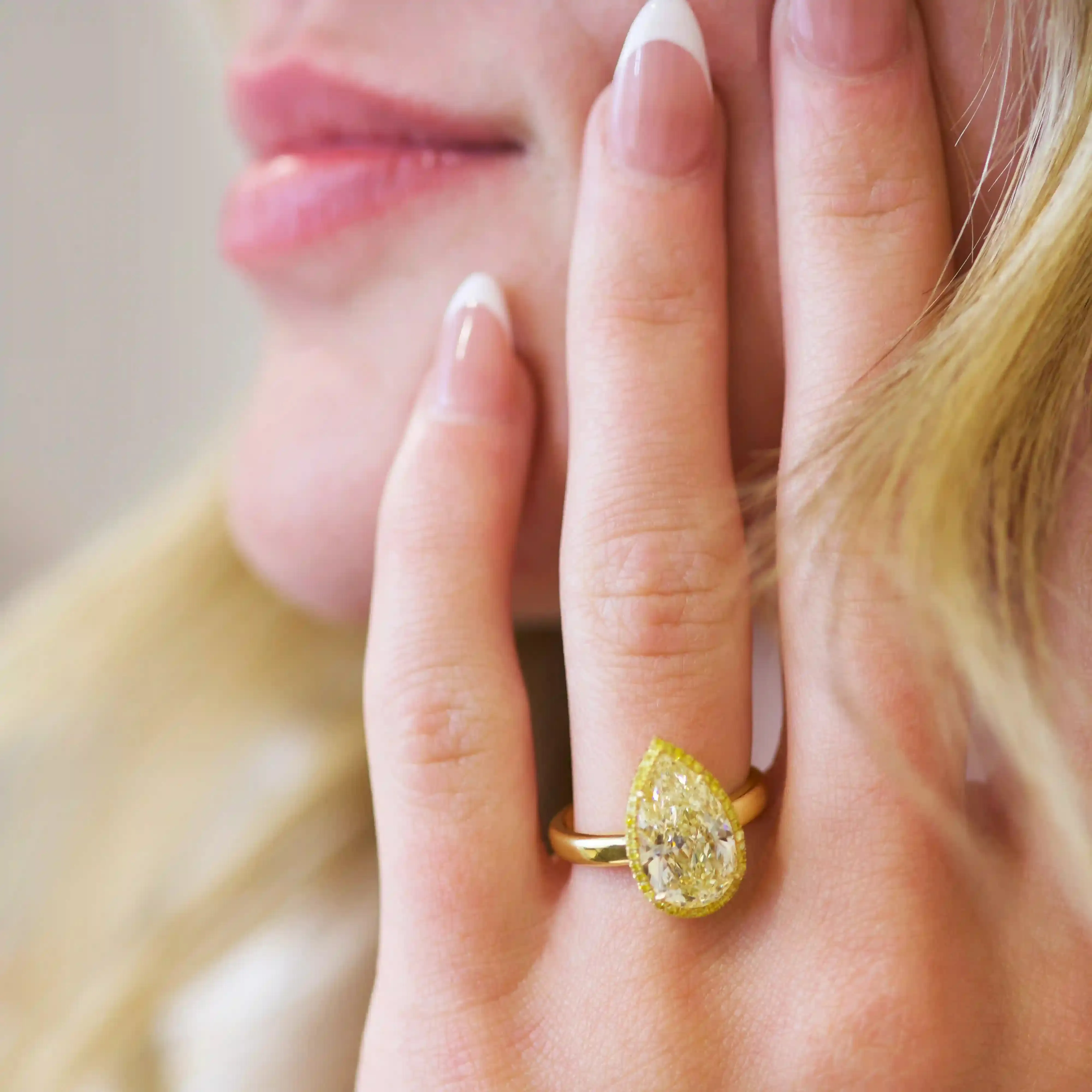 Rahaminov Pear Shape Yellow Diamond Ring