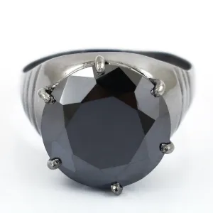 RARE 7 Ct - 8 Ct Black Diamond Solitaire Ring in Black Finish! Ideal Gift for Husband, Boyfriend