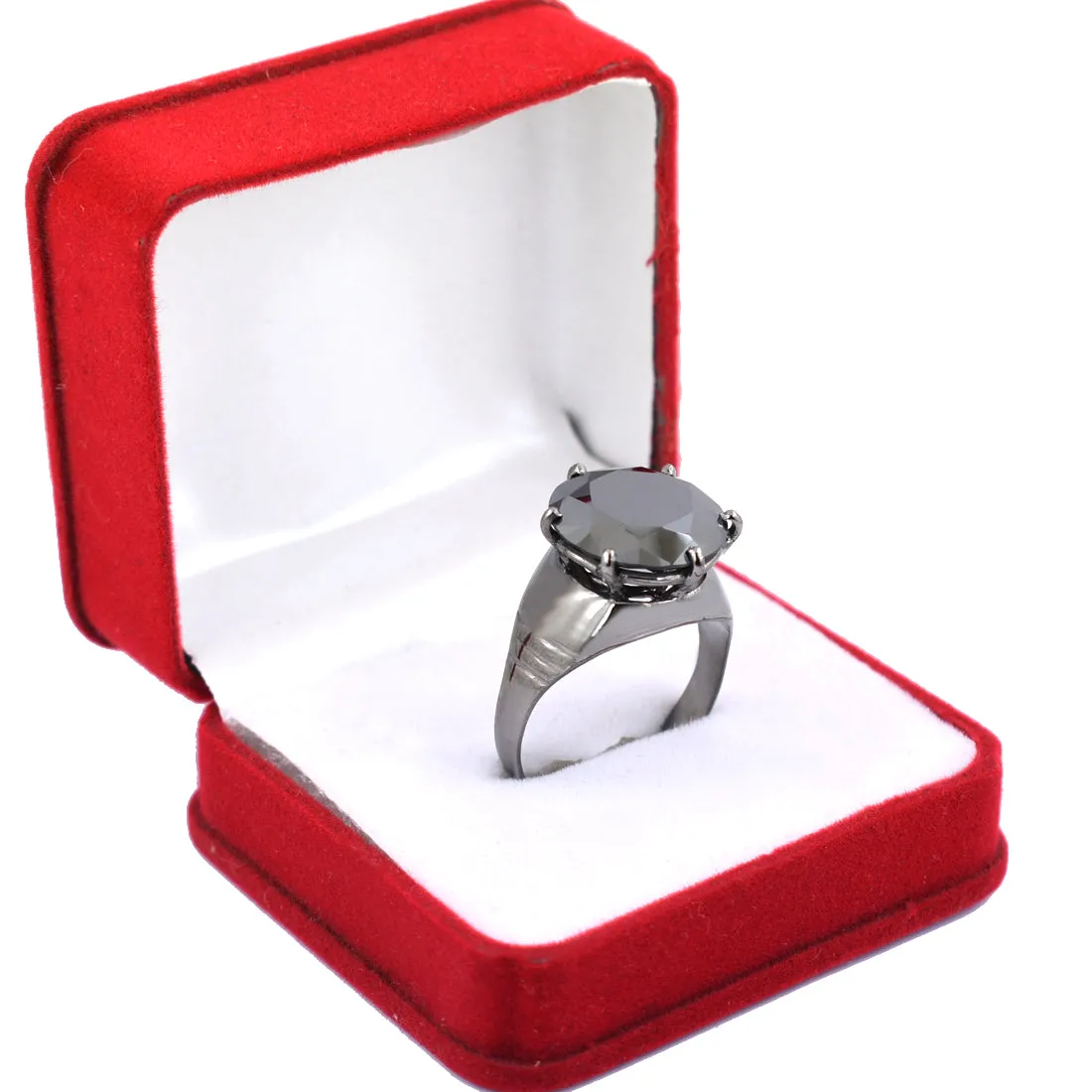 RARE 7 Ct - 8 Ct Black Diamond Solitaire Ring in Black Finish! Ideal Gift for Husband, Boyfriend