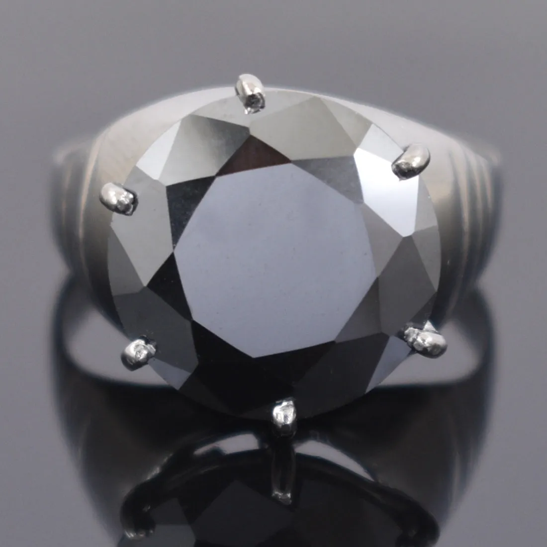 RARE 7 Ct - 8 Ct Black Diamond Solitaire Ring in Black Finish! Ideal Gift for Husband, Boyfriend