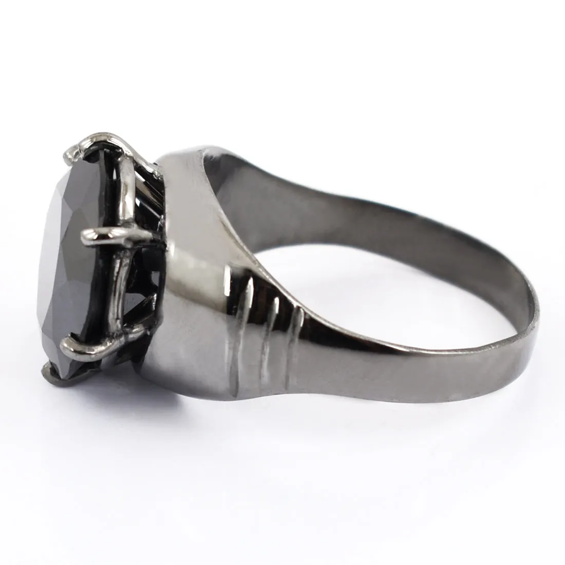 RARE 7 Ct - 8 Ct Black Diamond Solitaire Ring in Black Finish! Ideal Gift for Husband, Boyfriend