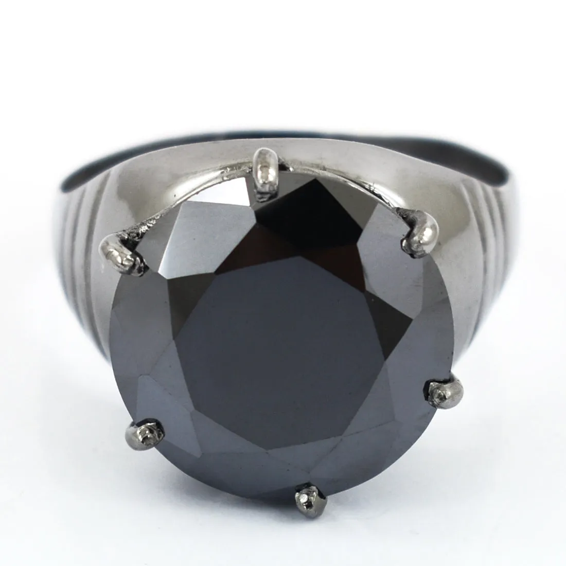 RARE 7 Ct - 8 Ct Black Diamond Solitaire Ring in Black Finish! Ideal Gift for Husband, Boyfriend