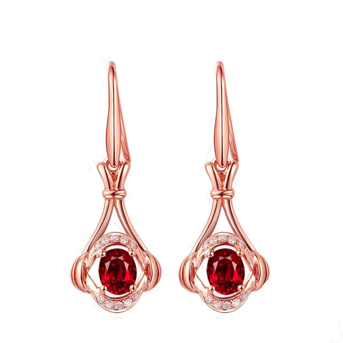 Red Crystal & Cubic Zirconia Eye Drop Earrings