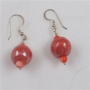 Red  Fair Trade Round Kazuri Earrings