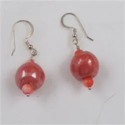 Red  Fair Trade Round Kazuri Earrings