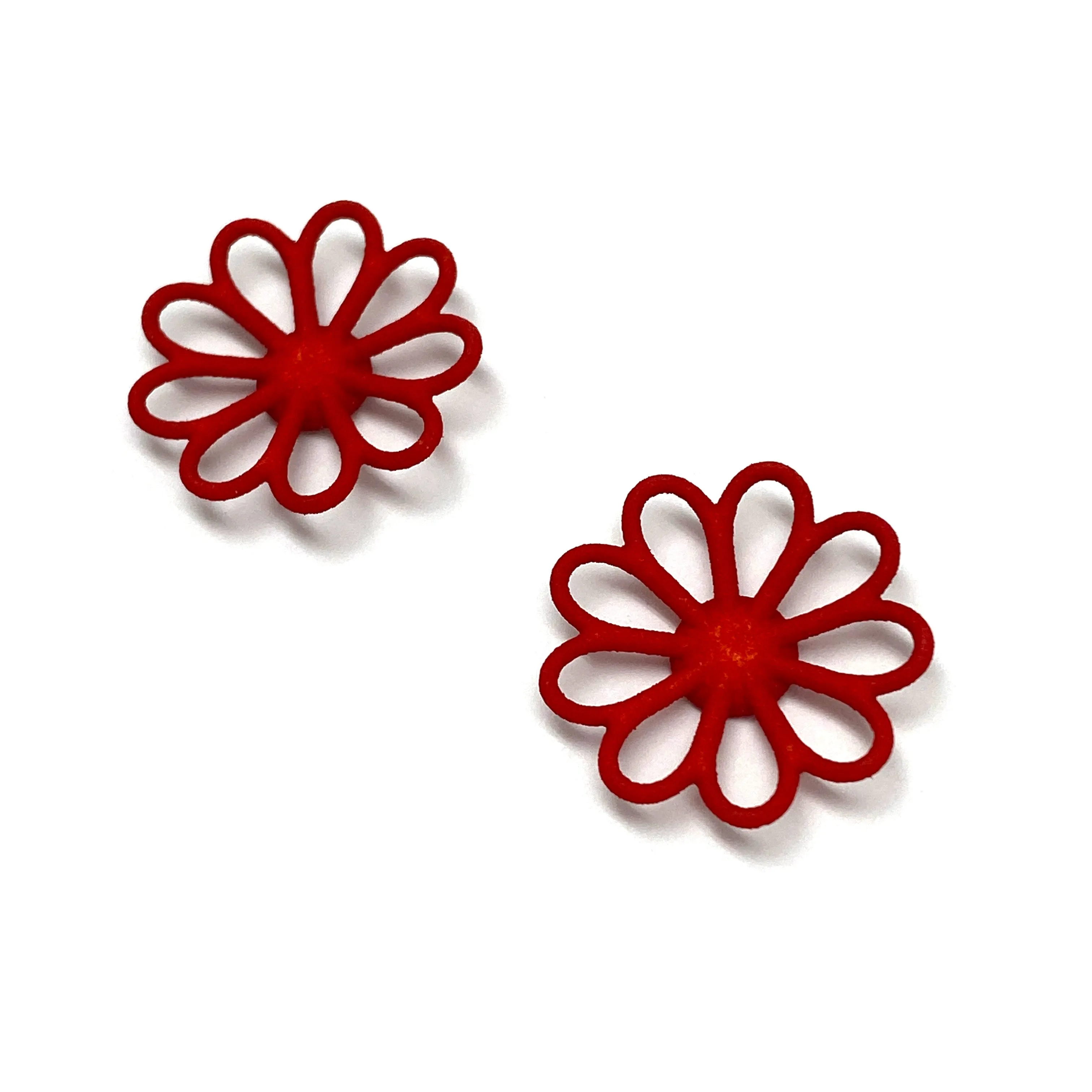 Red Flower Stud Earrings