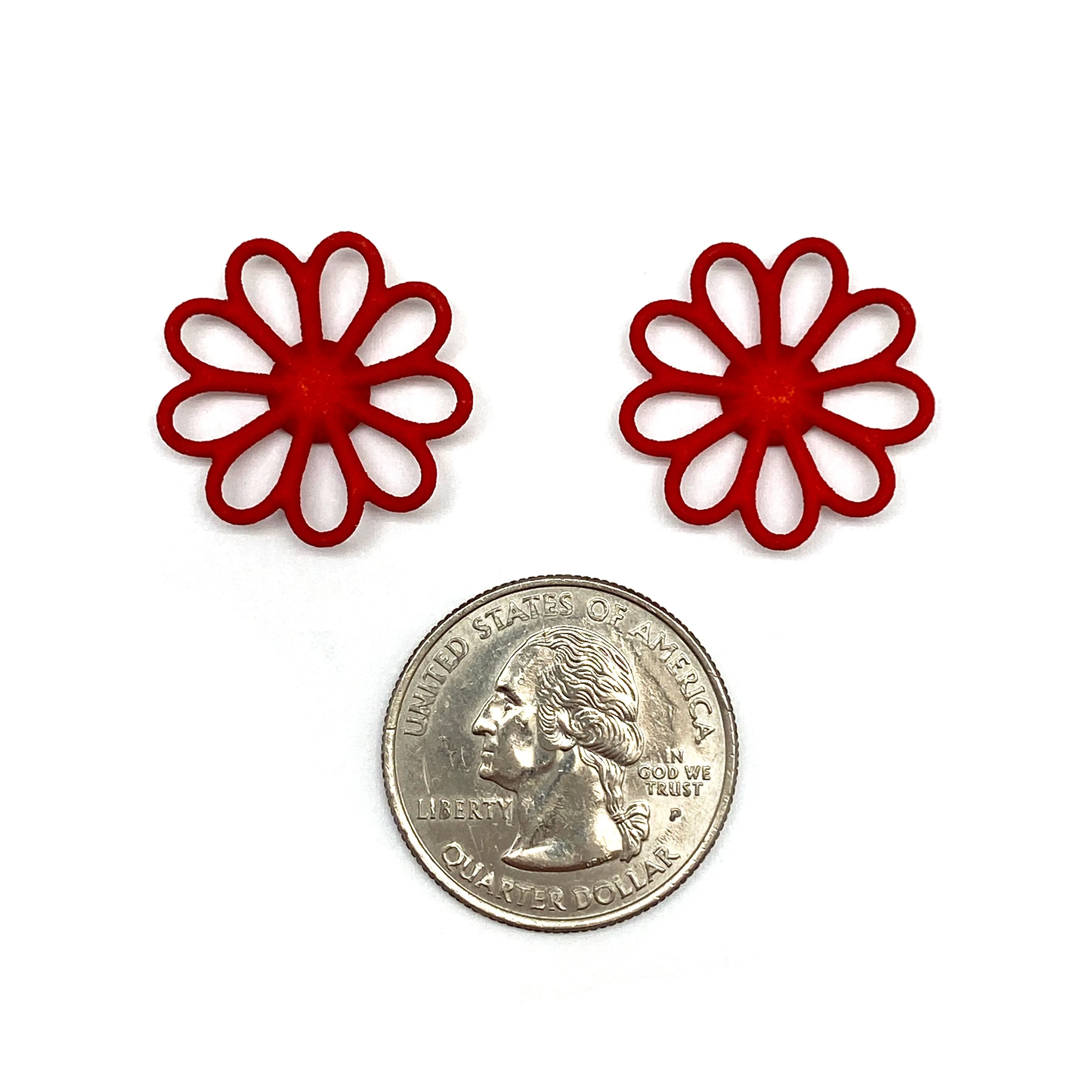 Red Flower Stud Earrings