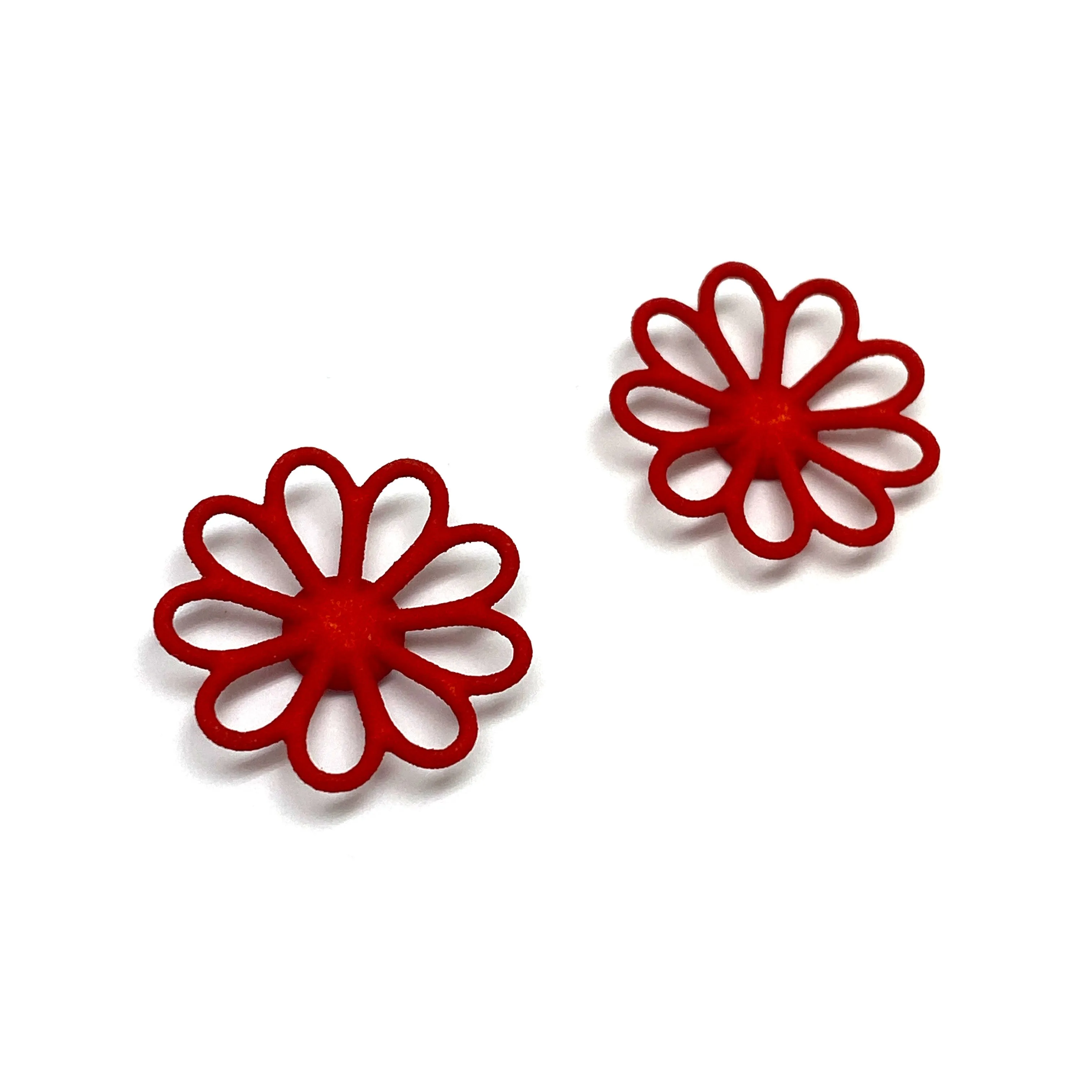 Red Flower Stud Earrings