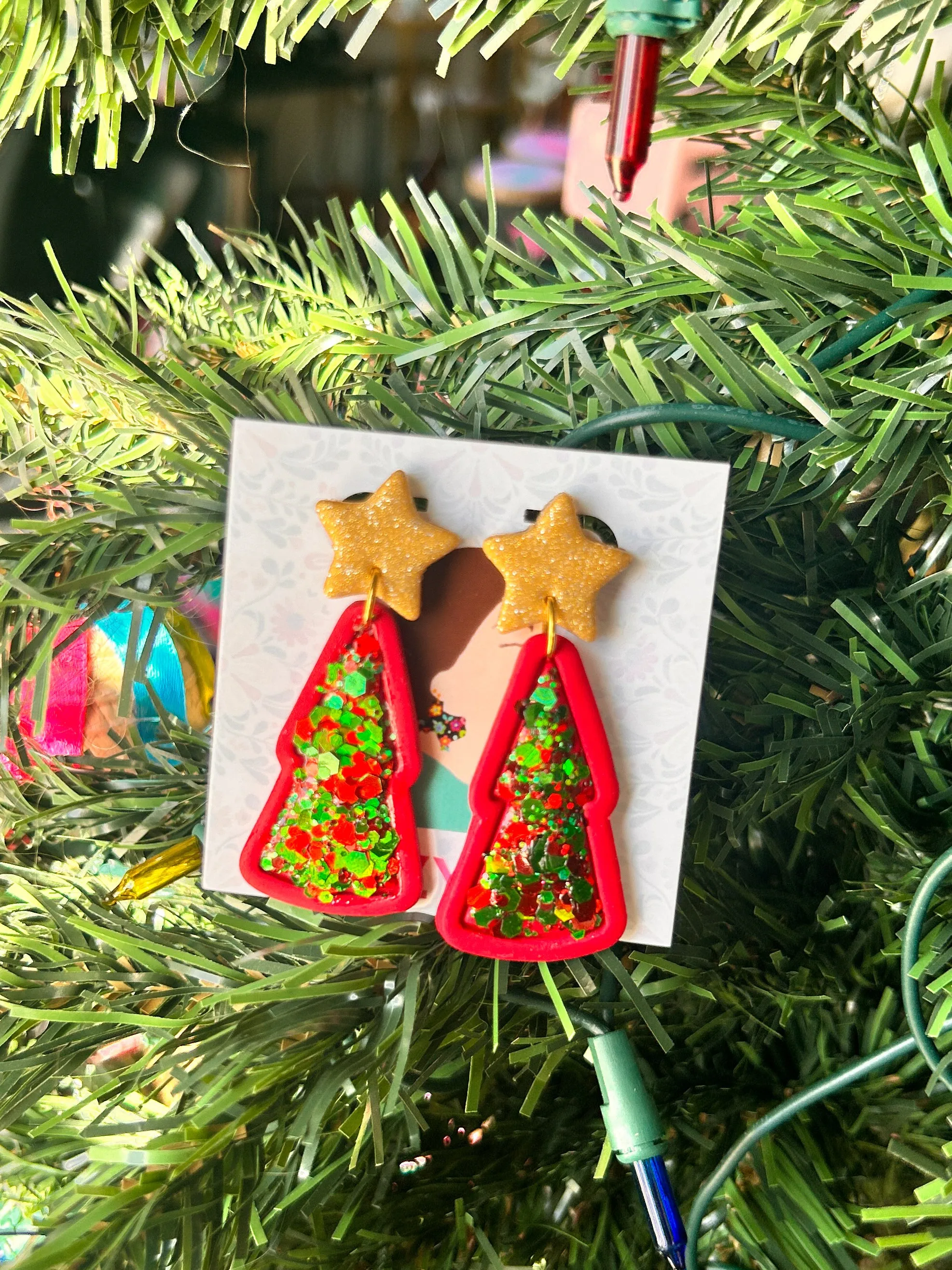 Red Glitter Christmas Trees