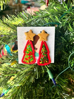 Red Glitter Christmas Trees