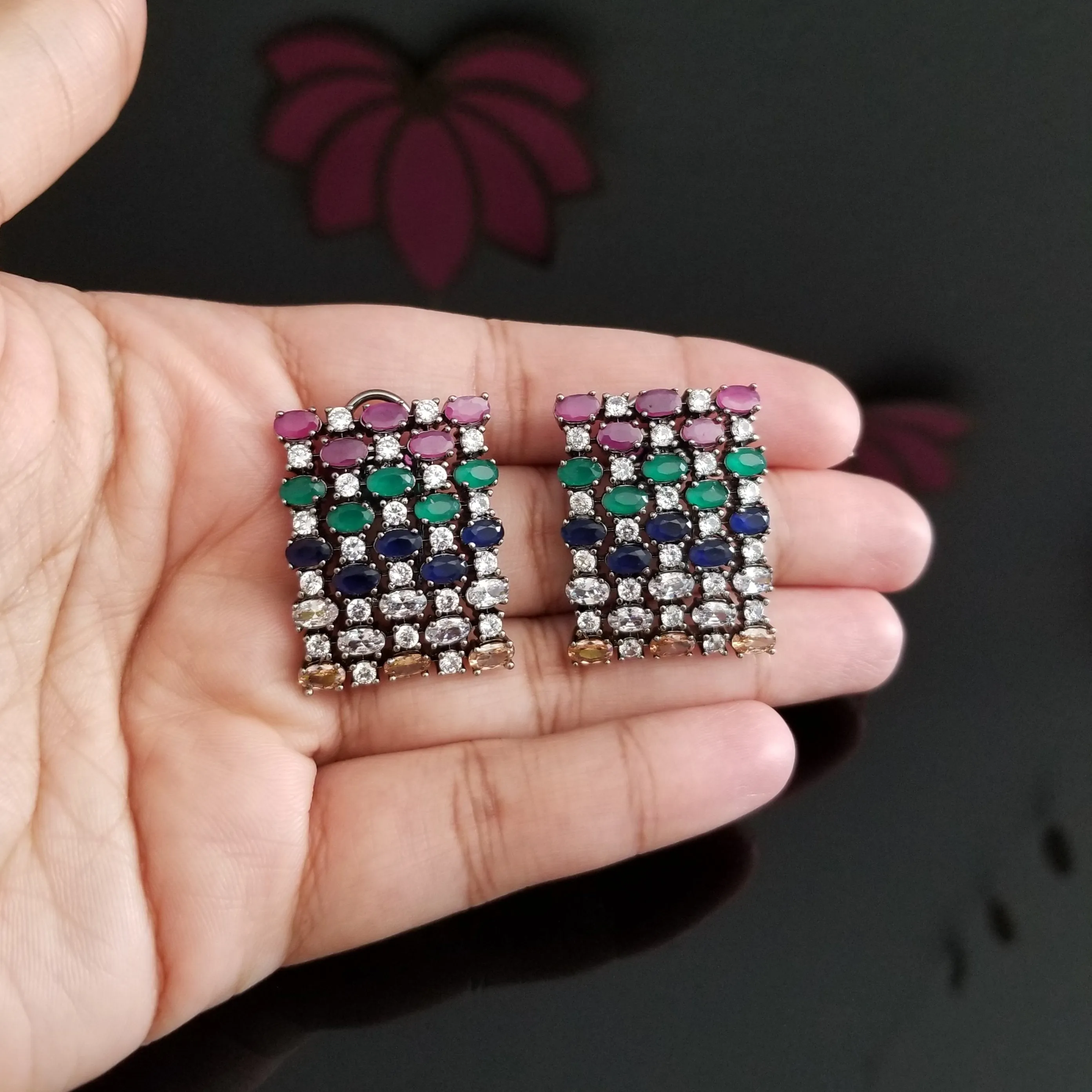 Reserved For Amulya Kishore American Diamond Statement Studs 1704