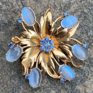 Retro Sapphire & Moonstone Pin