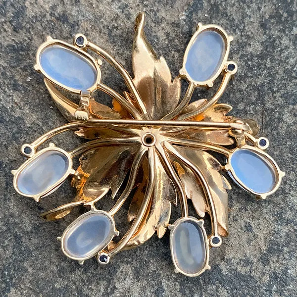 Retro Sapphire & Moonstone Pin