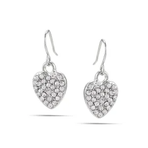 RHODIUM CRYSTAL HEART EARRINGS #HNE85856RDCR