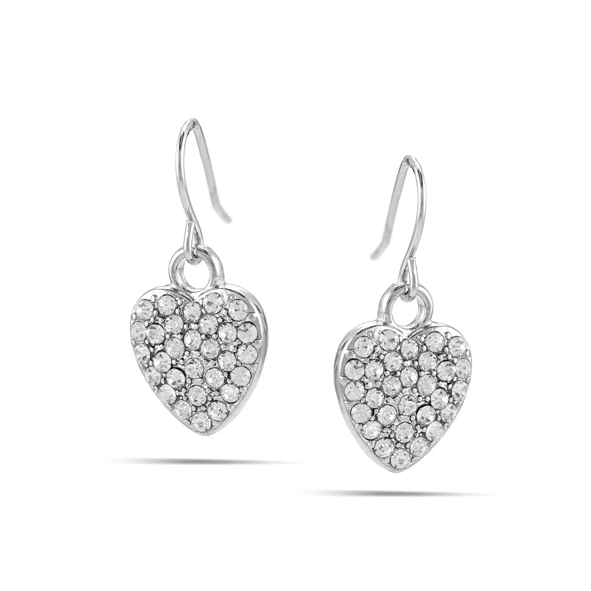 RHODIUM CRYSTAL HEART EARRINGS #HNE85856RDCR