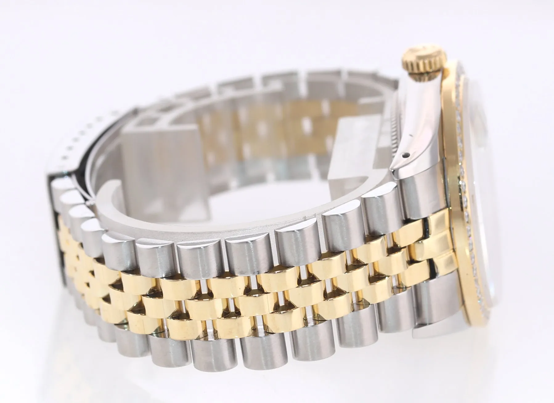 Rolex DateJust 16014 White Roman Diamond Bezel Jubilee Two Tone 36mm Watch