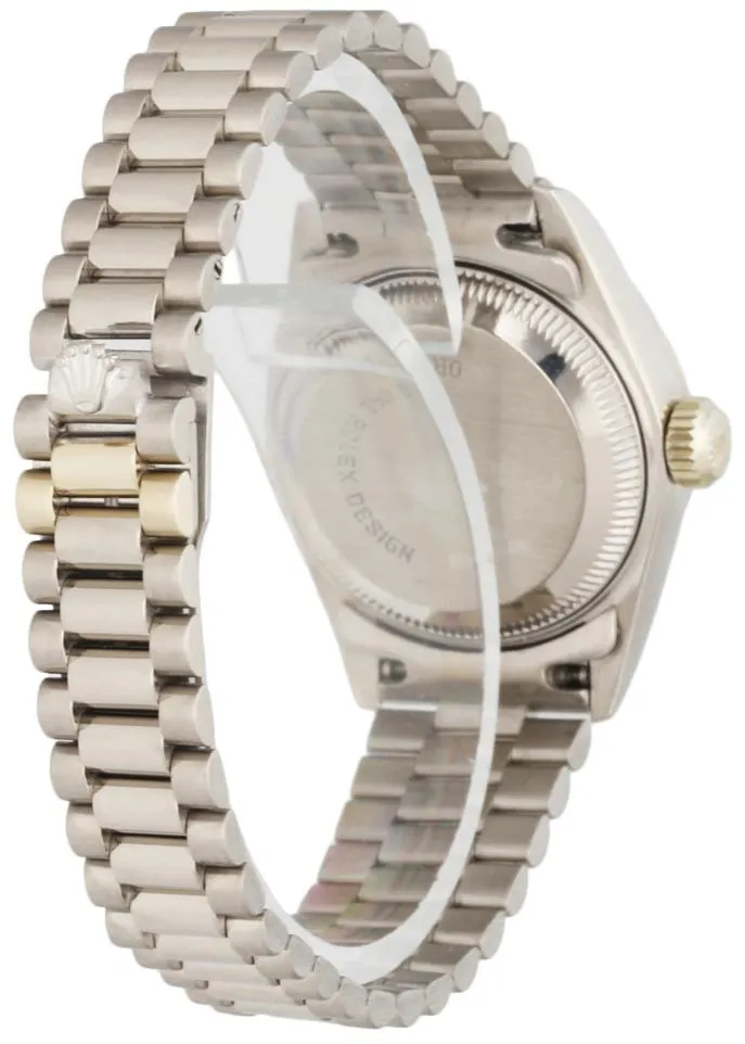 Rolex Datejust 69179 18K White Gold Blue Vignette Diamond Dial Ladies Watch