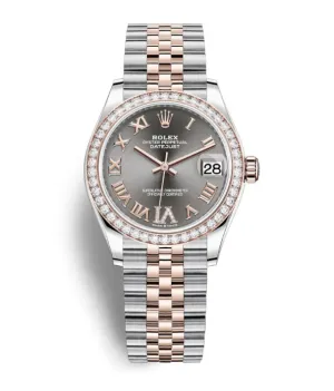 Rolex Datejust Dark Rhodium Roman Dial Automatic Ladies Steel and Everose Gold Jubilee Watch 278381DRRDJ