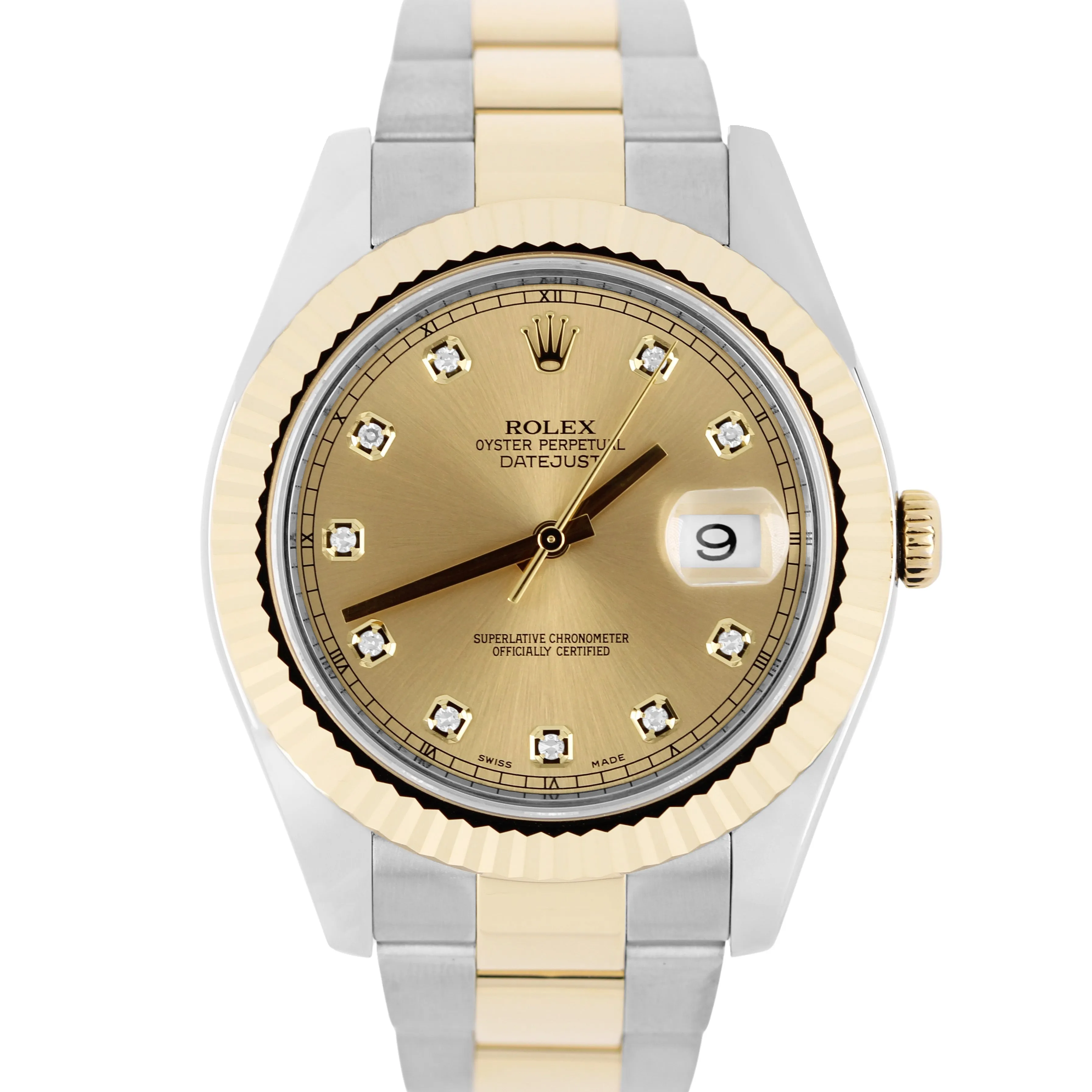 Rolex DateJust II Two-Tone 18k Gold Steel Champagne DIAMOND 41mm 116333 Watch