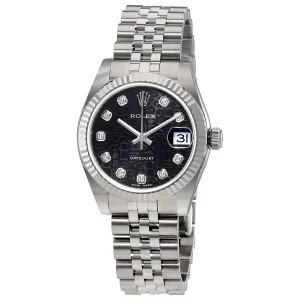 Rolex Datejust Lady 31 Black Jubilee With Diamonds Dial Stainless Steel Jubilee Bracelet Automatic Watch 178274BKJDJ
