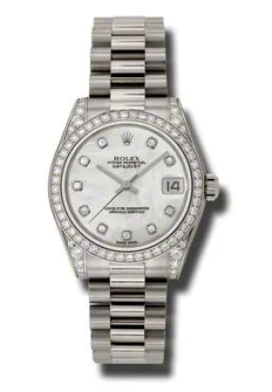 Rolex Datejust Lady 31 Mother Of Pearl Dial 18K White Gold President Automatic Ladies Watch 178159MDP