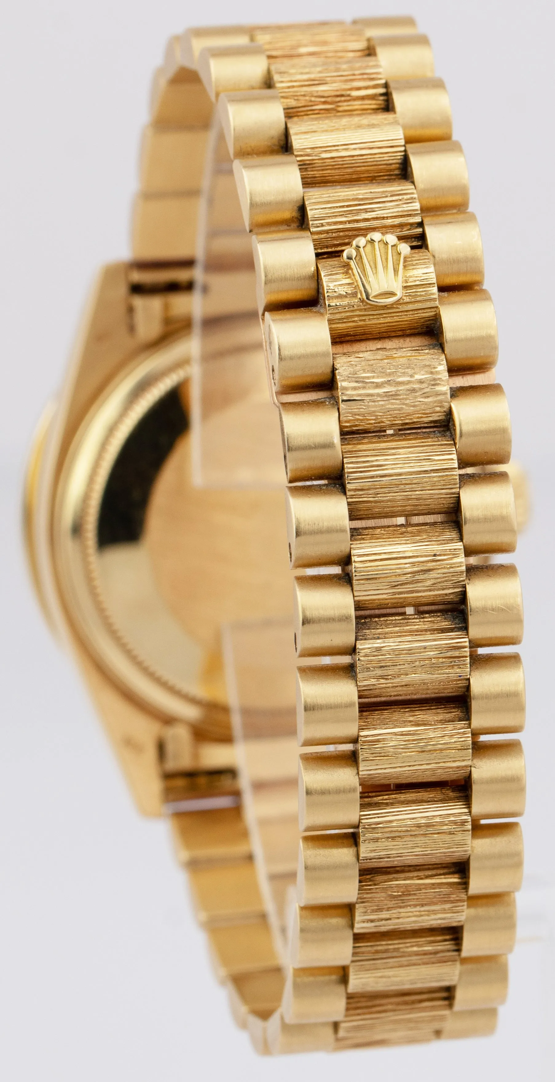 Rolex Day-Date President 36mm Silver DIAMOND Bark 18K Yellow Gold Watch 18078