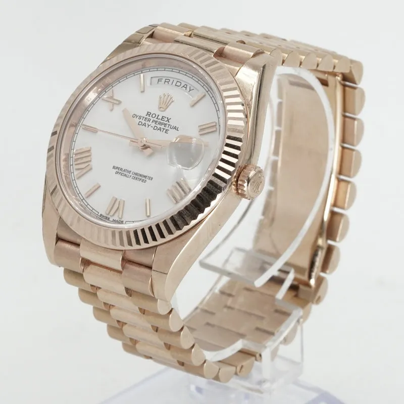 Rolex Day-Date President 40 Everose Gold 228235 18K 2020 Card 40mm White Dial