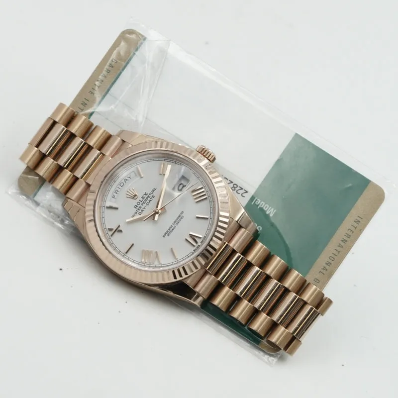 Rolex Day-Date President 40 Everose Gold 228235 18K 2020 Card 40mm White Dial