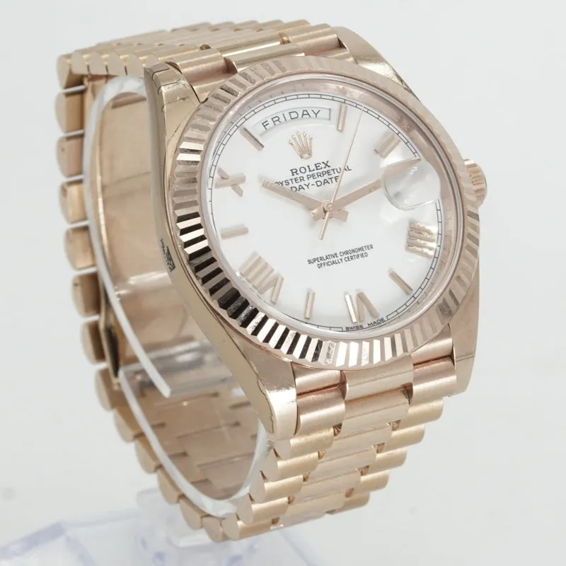 Rolex Day-Date President 40 Everose Gold 228235 18K 2020 Card 40mm White Dial