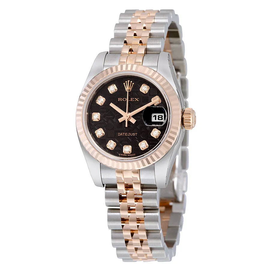 Rolex Lady Datejust 26 Black Dial Stainless Steel and 18K Everose Gold Jubilee Bracelet Automatic Watch 179171BKJDJ